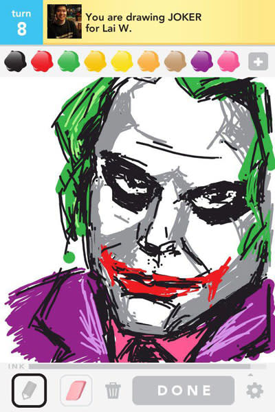 <b><p>JOKER</p></b><br><b><p>Photo credit: <a href="http://www.facebook.com/playdrawsomething" rel="nofollow noopener" target="_blank" data-ylk="slk:OMGPOP;elm:context_link;itc:0;sec:content-canvas" class="link ">OMGPOP</a></p></b>