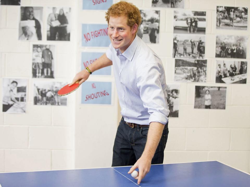 <p>During a trip to New Zealand, Prince Harry played a little table tennis with some of the kids at the youth development center TYLA (Turn Your Life Around). </p>