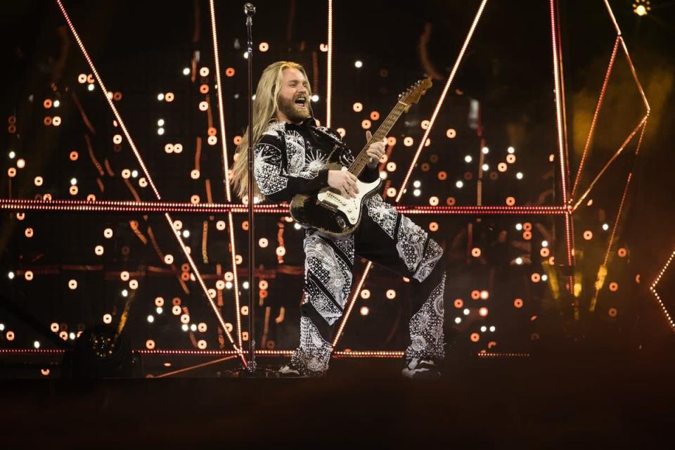 Sam Ryder performs at Eurovision (Eurovision/PA)