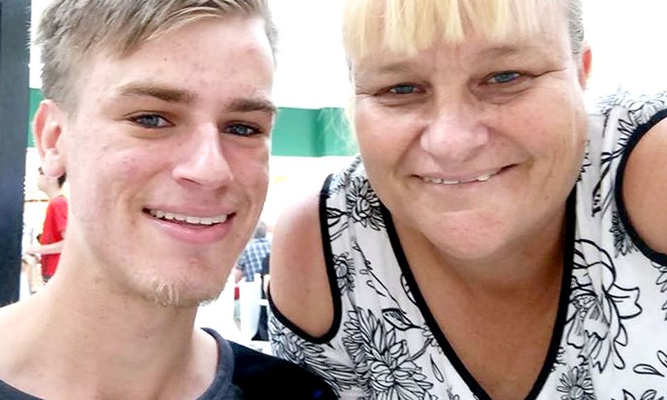 Jamie and his mum, Therese, so far she is only one to make a donation to his campaign. Photo: Caters News Agency