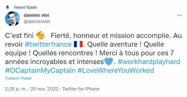 Damien Viel, jefe de Twitter en Francia, renuncia