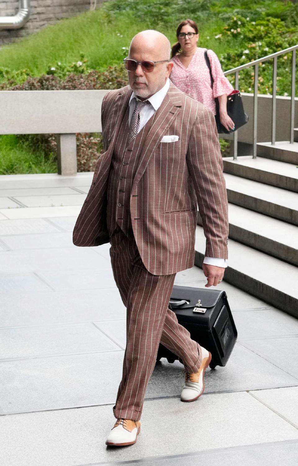 Philip Cohen, attorney for Danny Masterson, arrives for closing arguments in Masterson's second trial in Los Angeles on May 16, 2023.