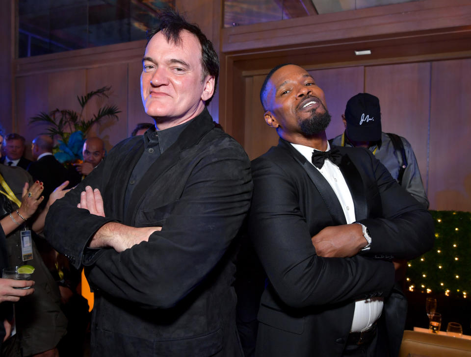 PALM SPRINGS, CALIFORNIA - JANUARY 02: (L-R) Quentin Tarantino and Jamie Foxx attend the After Party for the 31st Annual Palm Springs International Film Festival Film Awards Gala at Palm Springs Convention Center on January 02, 2020 in Palm Springs, California. (Photo by Emma McIntyre/Getty Images for Palm Springs International Film Festival)