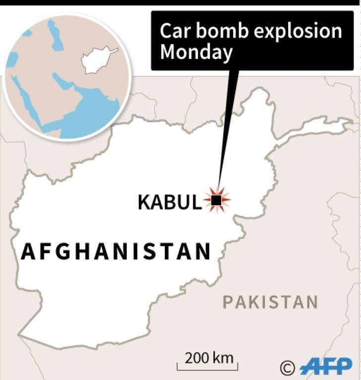 Map of Afghanistan locating Kabul, where a car bomb explodes Monday