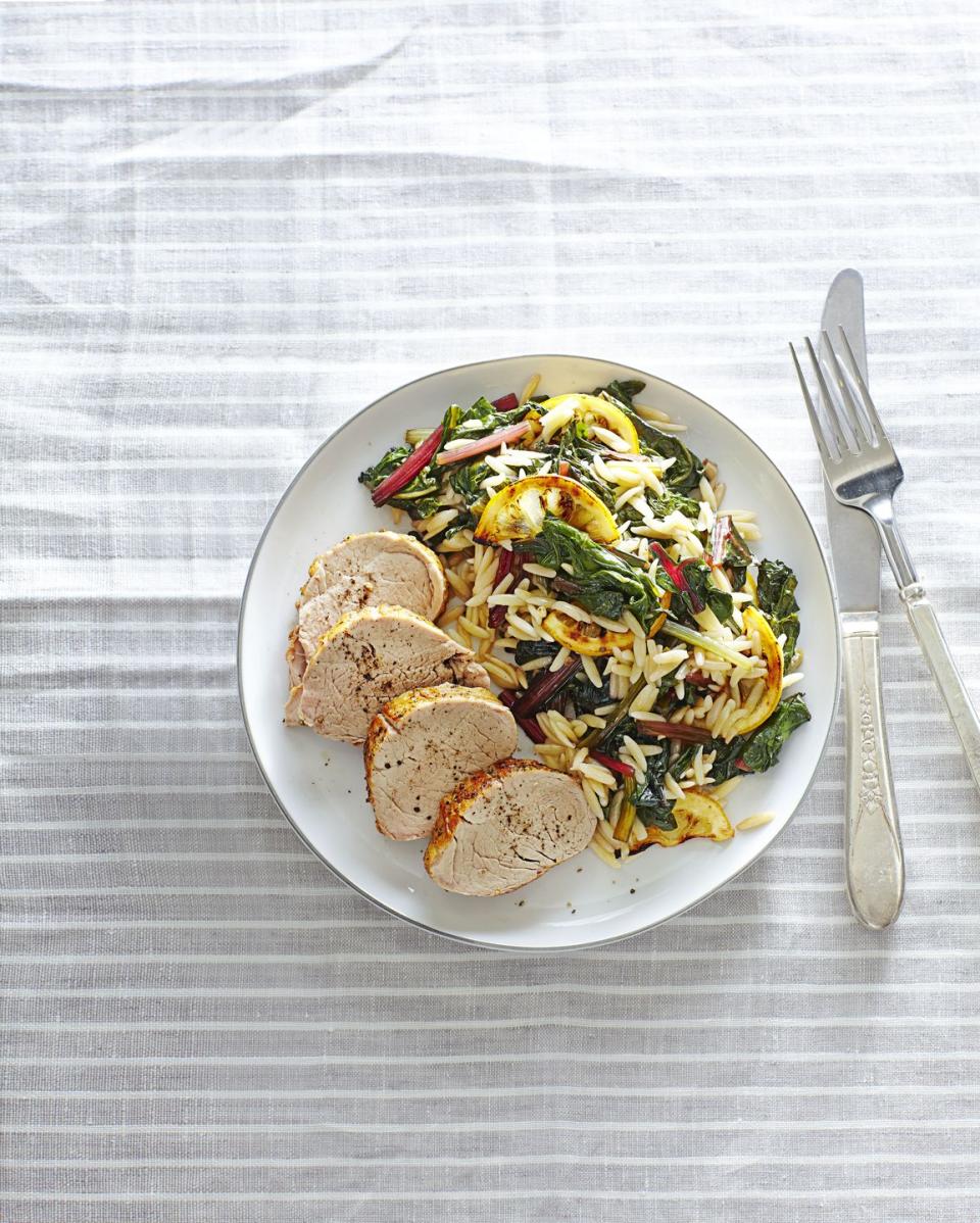 Pork Tenderloin with Roasted-Lemon Orzo