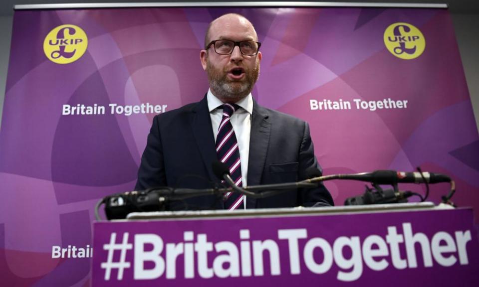 Paul Nuttall speaks at the launch of the Ukip general election manifesto in London.