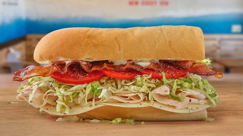 sub filled with meats and vegetables