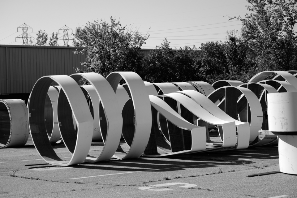 ‘Filets’ of wind turbine blades laid out at the company in northeastern Ohio (Canvus)