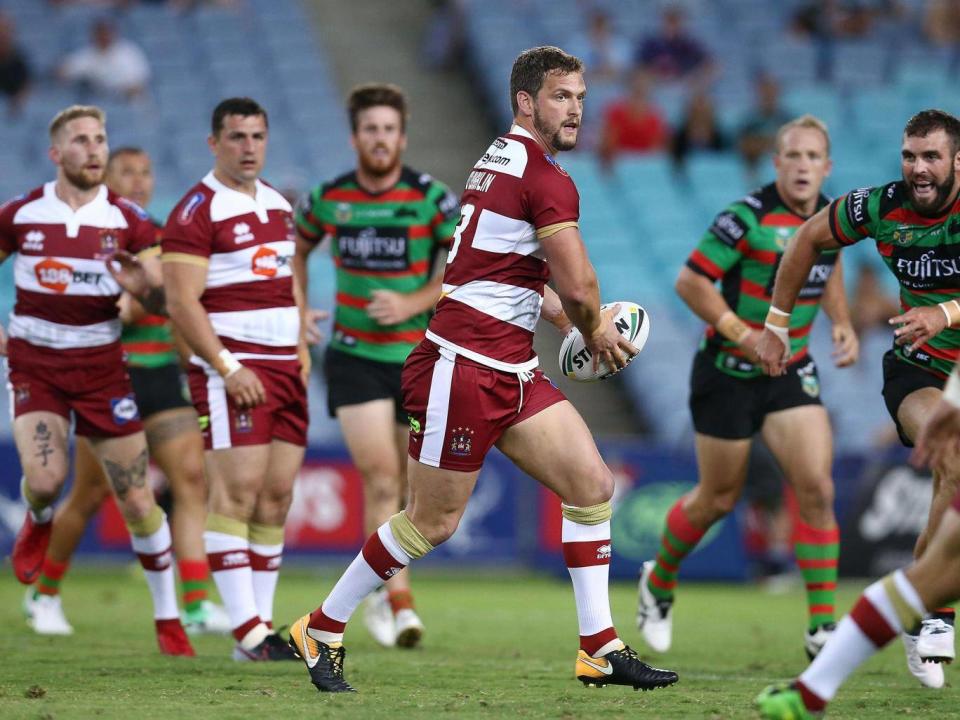 Sean O'Loughlin in action for Wigan against the South Sydney Rabbitohs (Getty)