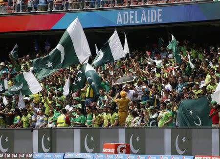 Fans of Pakistan's cricket team cheer in the stands before their Cricket World Cup match against India in Adelaide, February 15, 2015. REUTERS/David Gray