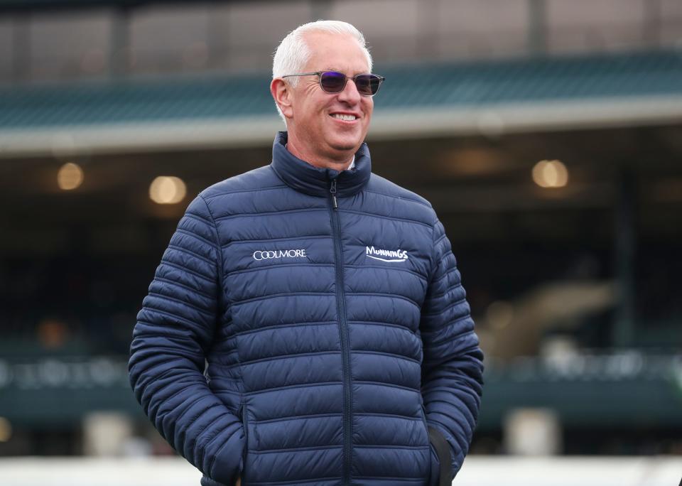 Trainer Todd Pletcher smiles after Leslie's Rose won the Central Bank Ashland Stakes at the 2024 Spring Meet in Lexington on April 5. Pletcher is training one of the favorites for the 2024 Kentucky Derby, Fierceness.