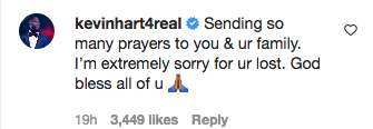 Kevin Hart sends his condolences to Toni Braxton and her family after Traci Braxton passed away. Photo:@tonibraxton/Instagram