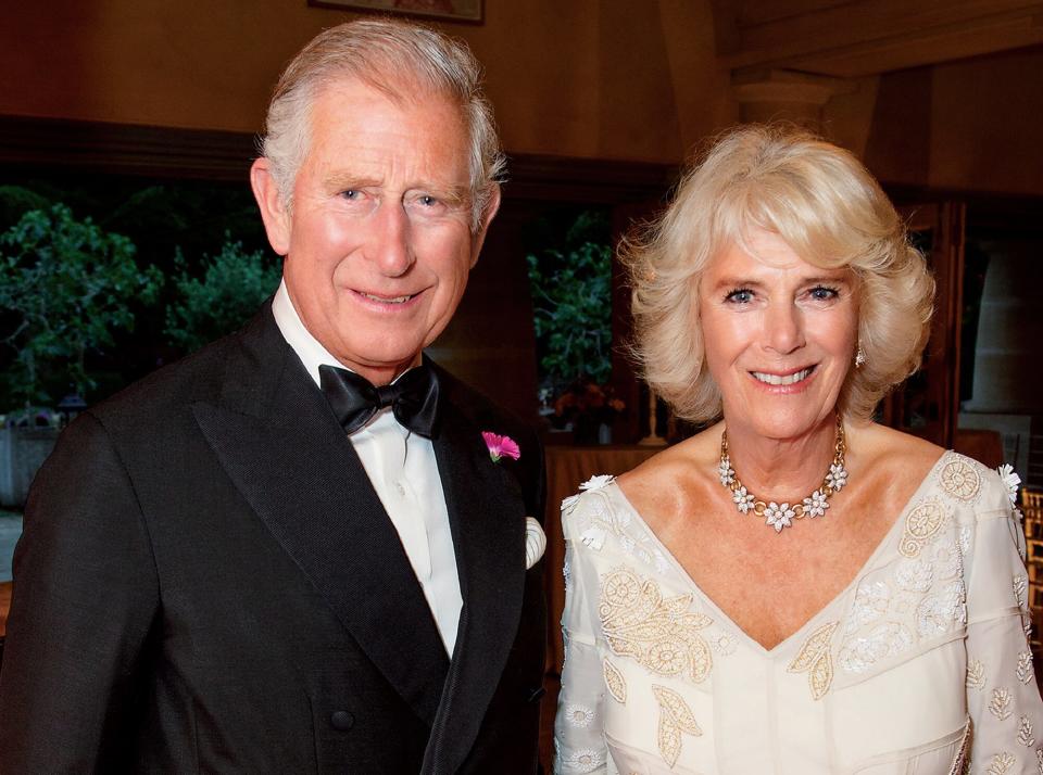 Prince Charles, Prince of Wales and Camilla, Duchess of Cornwall's 2017 Christmas card which was taken by Hugo Burnand showing the royal couple in the Orchard Room during the private 70th birthday party of The Duchess of Cornwall at Highgrove Saturday 15th July 2017