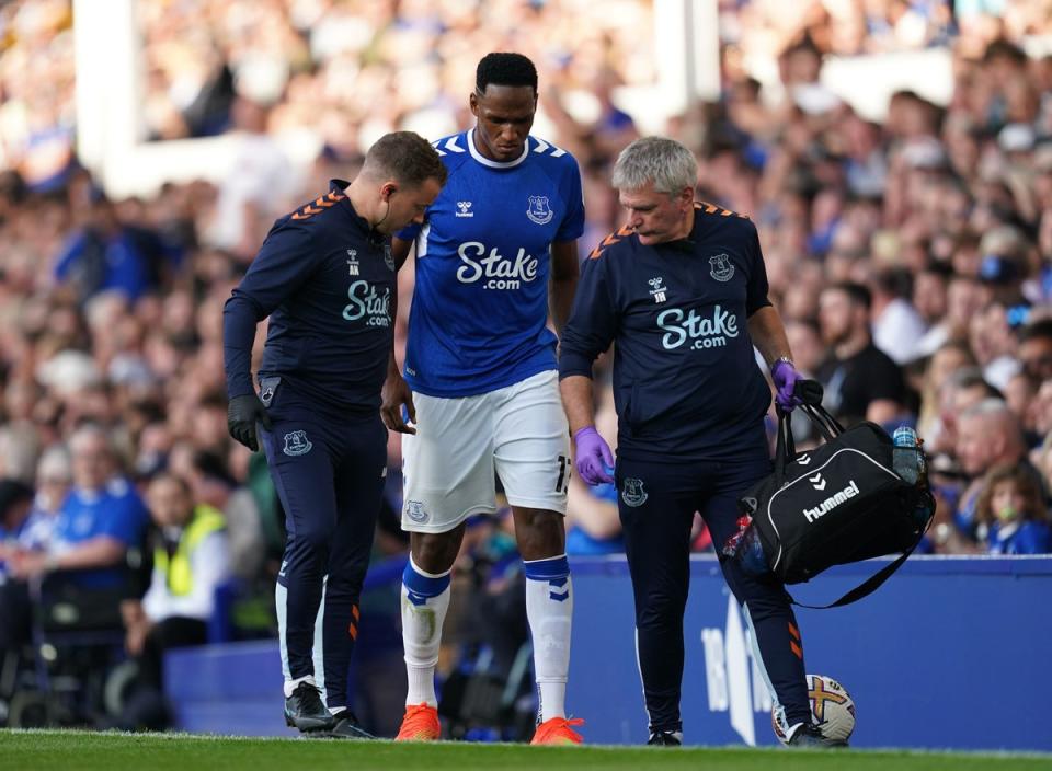 Yerry Mina also suffered an injury on Saturday (Nick Potts/PA) (PA Wire)