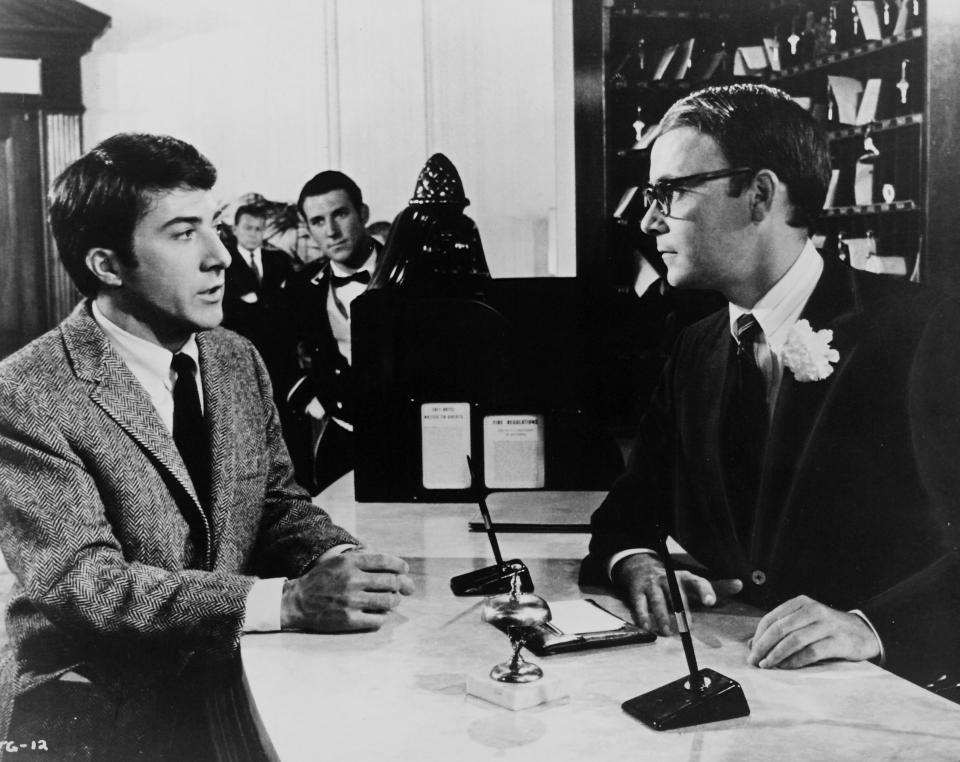 Dustin Hoffman, Buck Henry in "The Graduate" 1967   (Photo by RDB/ullstein bild via Getty Images)