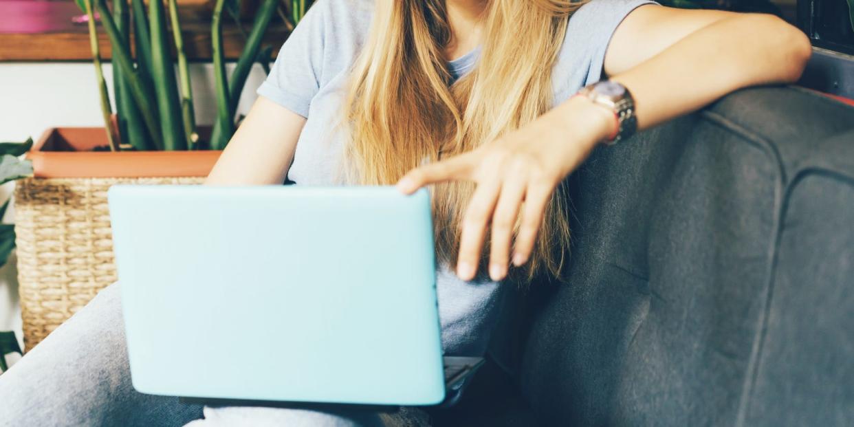 woman using laptop