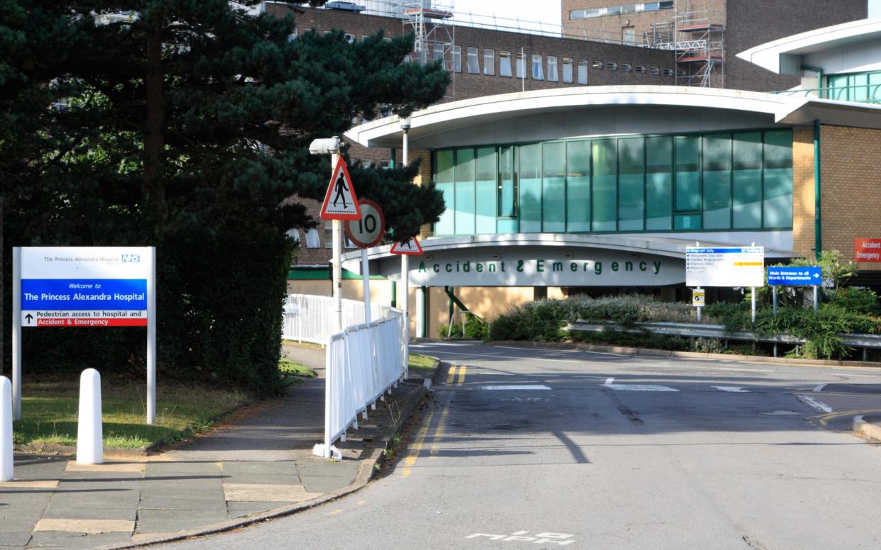 The entrance to A&E at Princess Alexandra Hospital