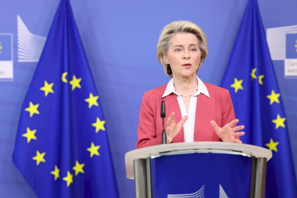 歐盟執行委員會主席范德賴恩(Ursula von der Leyen)今天(9日)表示，她支持修改歐盟條約。(圖 : EU推特)