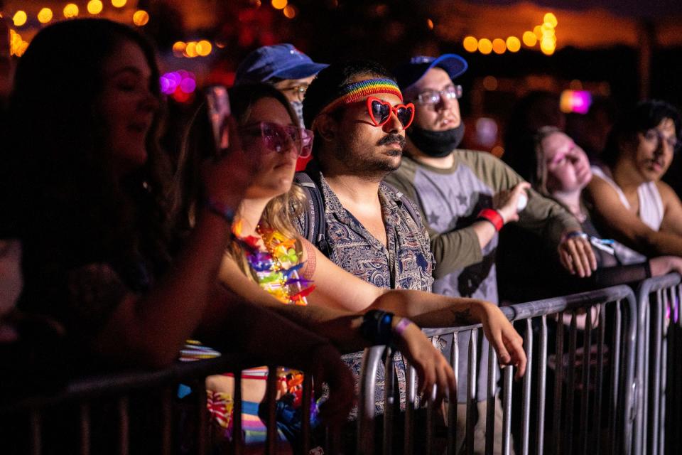 Fans watch BULLY perform during the Outloud Music Festival in Nashville, Tenn., Friday, June 4, 2021.