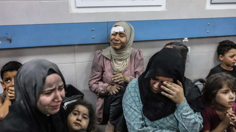 Gazan woman in aftermath of hospital attack