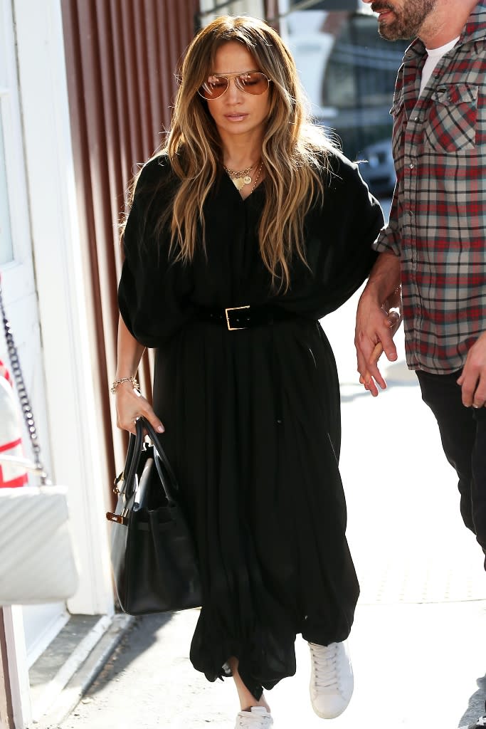 Jennifer Lopez and Ben Affleck stroll at the Brentwood Country Mart in Santa Monica on April 23, 2022. - Credit: TheCelebrityfinder/MEGA