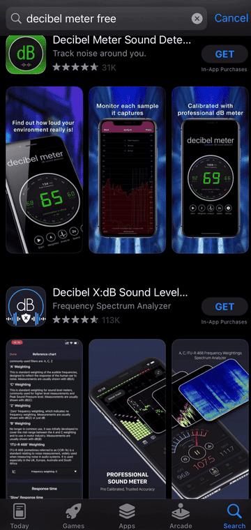 selection of decibel meter appls