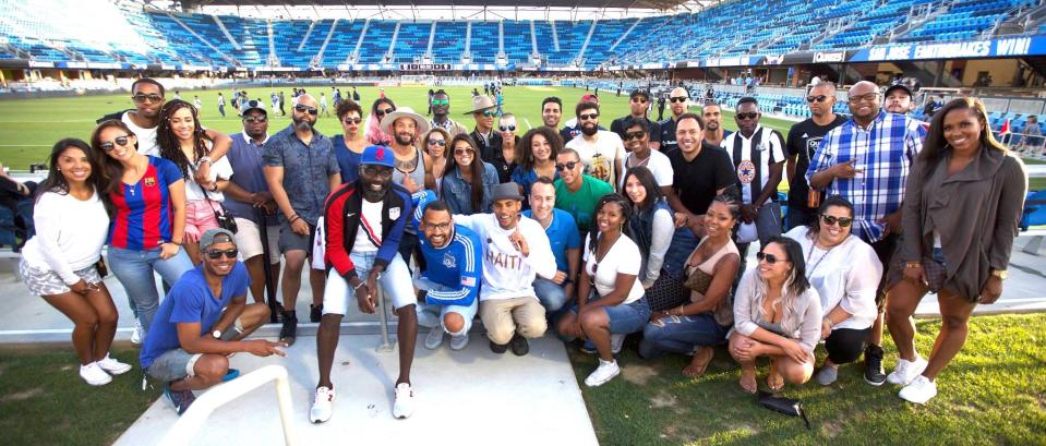 Black Arrow FC, a platform focused on the intersection of black culture and soccer, poses for a photo after its event at the San Jose Earthquakes game. (Provided by Aaron Dolores)