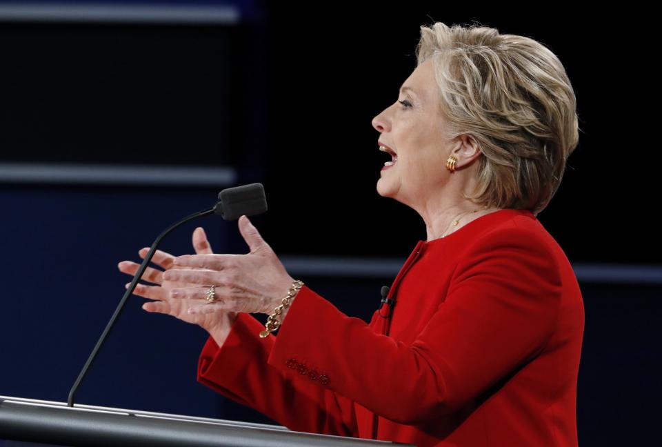 Hillary Clinton speaks during her first presidential debate against Donald Trump at Hofstra University. (Photo: Lucas Jackson/Reuters)