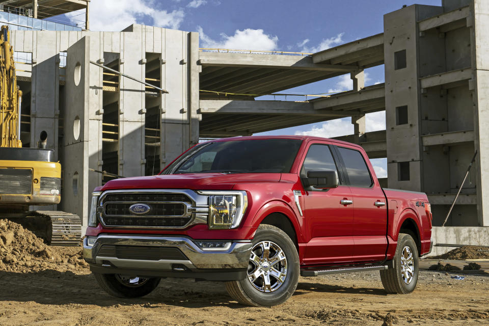 This undated photo provided by Ford shows the 2021 Ford F-150, which is the back-to-back winner of Edmunds Top Rated Truck. Improvements for this latest generation were substantial enough to knock the Ram 1500 off its Top Rated perch. (Courtesy of the Ford Motor Co. via AP)