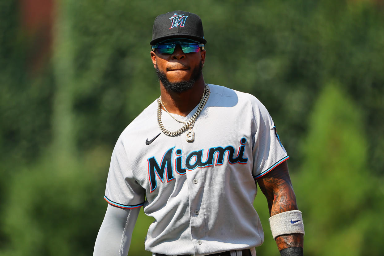 Miami Marlins center fielder Monte Harrison