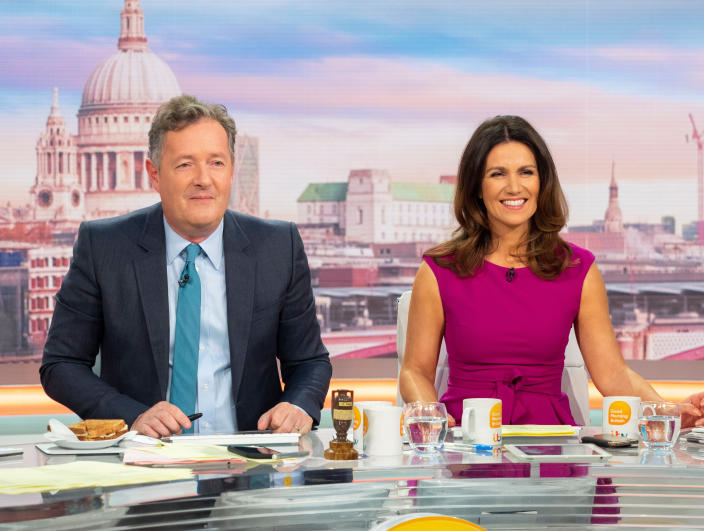 Piers Morgan hosts 'Good Morning Britain' with Susanna Reid. (ITV)