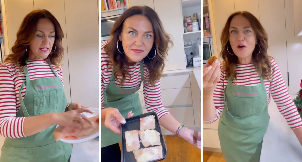 Chrissie Swan making pork crackling.