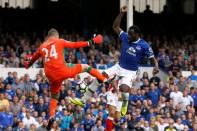 Football Soccer Britain - Everton v Stoke City - Premier League - Goodison Park - 27/8/16 Everton's Romelu Lukaku in action with Stoke City's Shay Given Action Images via Reuters / Ed Sykes Livepic