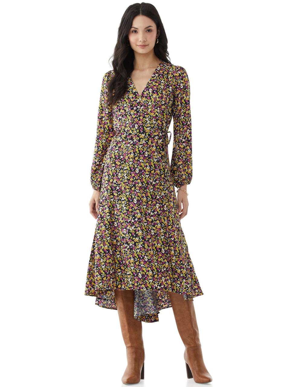 Women’s Floral Print Maxi Wrap Dress