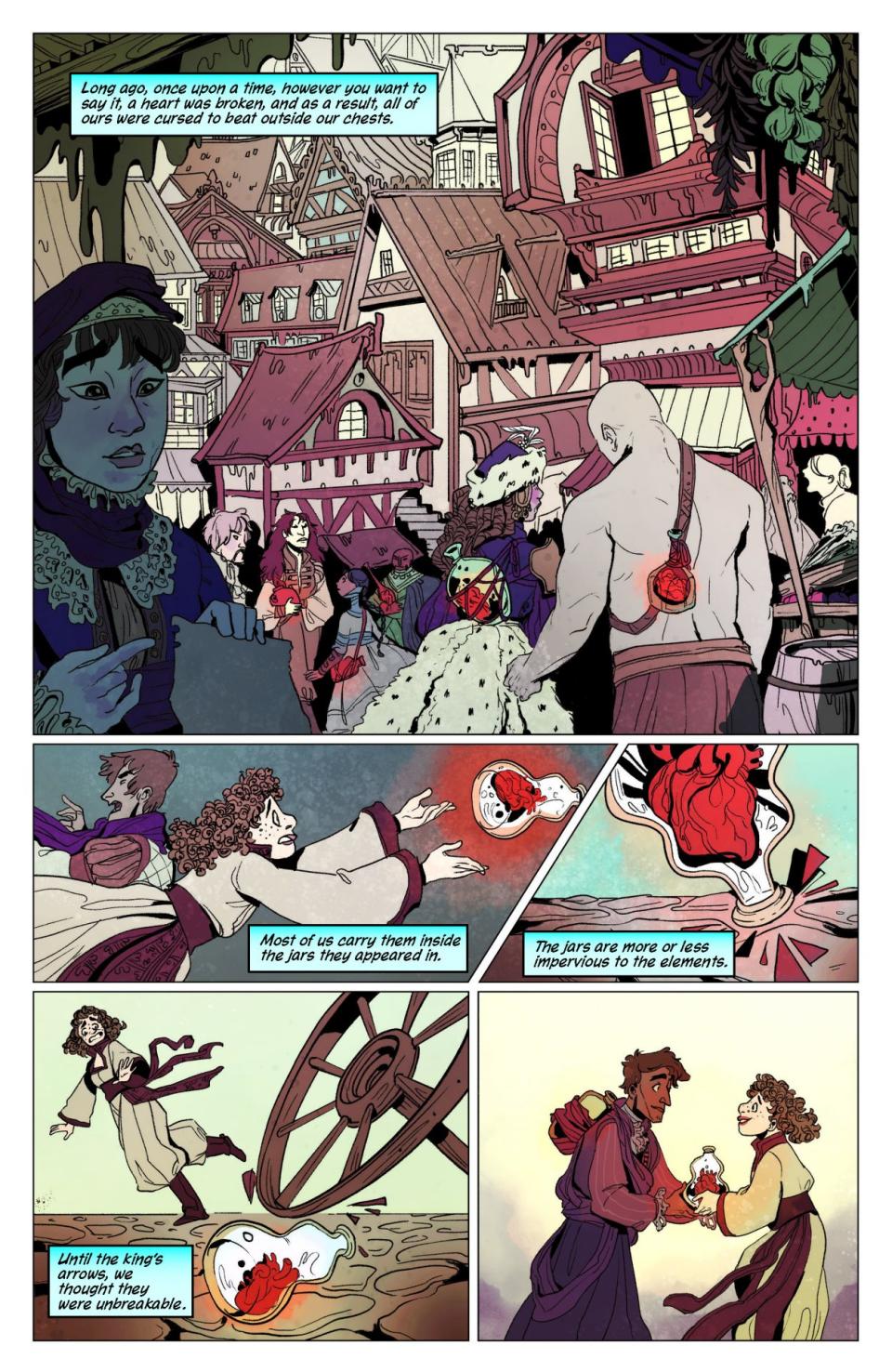 The Heart Hunter graphic novel preview page depicting the story of a curse