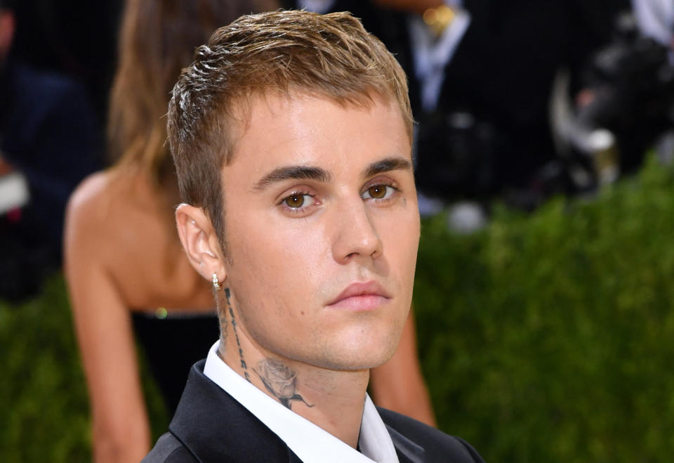 Justin Bieber arrives for the 2021 Met Gala at the Metropolitan Museum of Art on September 13, 2021 in New York