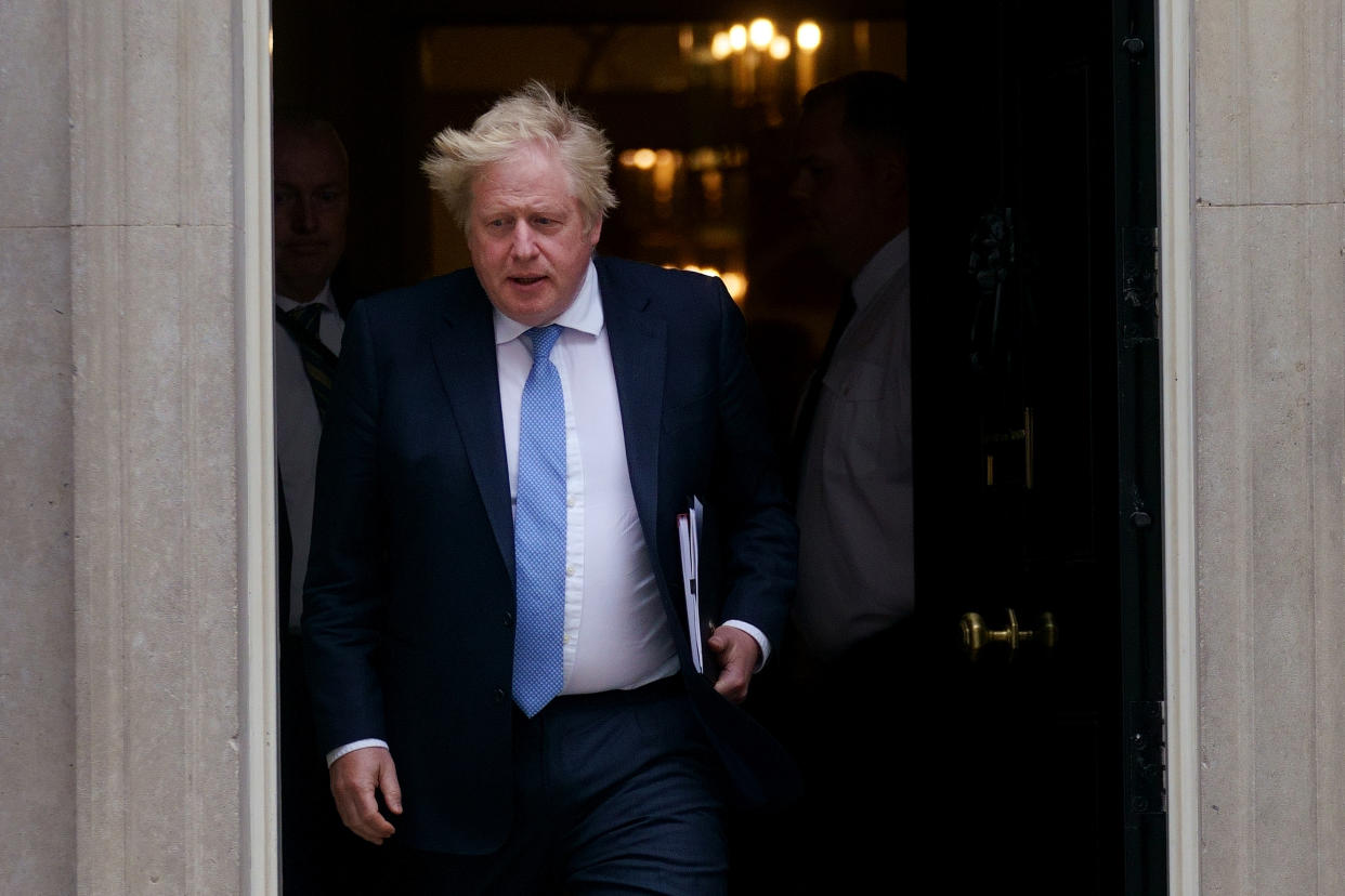 Prime Minister Boris Johnson leaves 10 Downing Street, London, to head to the House of Commons where he is due to make a statement to MPs following the announcement that he is among the 50-plus people fined so far as part of the Metropolitan Police probe into Covid breaches in Government. Picture date: Tuesday April 19, 2022.