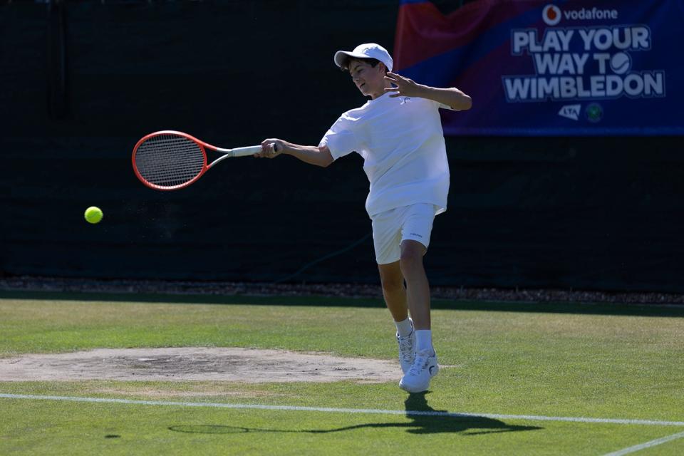 Billy Moxon competes in the 'Play Your Way to Wimbledon' boys' singles final