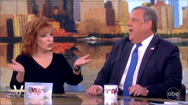 <p>ABC</p> Joy Behar and Chris Christie on 'The View'