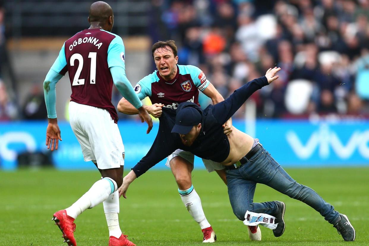 Contrast: Steve Parish feels he has a united club while West Ham have been rocked by the protests at the London Stadium last Saturday: Getty Images