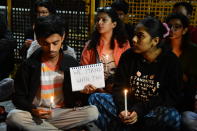 Candlelight protest against the attack on JNU students outside Gateway of India in Mumbai.