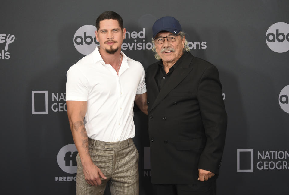 JD Pardo, left, and Edward James Olmos attend the Walt Disney Television 2019 upfront at Tavern on The Green on Tuesday, May 14, 2019, in New York. (Photo by Evan Agostini/Invision/AP)