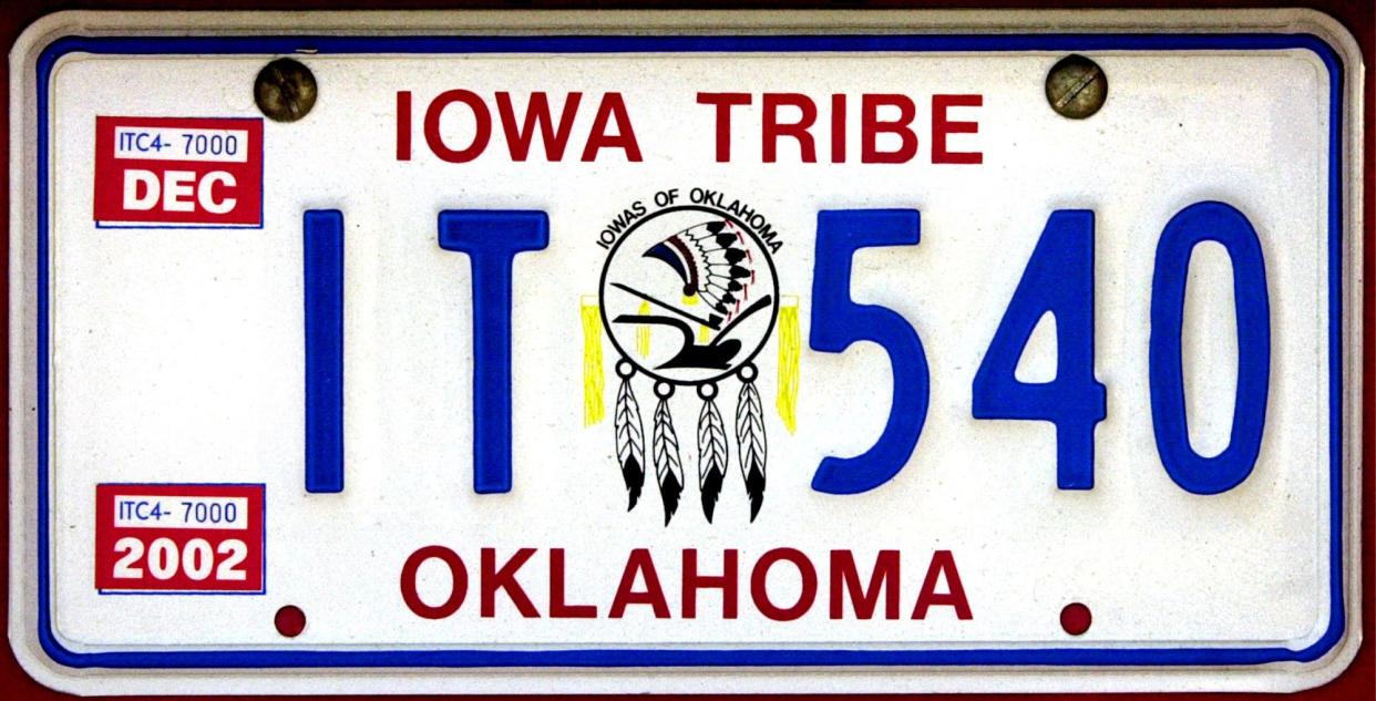 The Iowa Tribe has issued tags to tribal citizens and shared that information with the state for years, its chairman, Jacob Keyes, said. This is an image of a tag issued by the tribe in 2001.