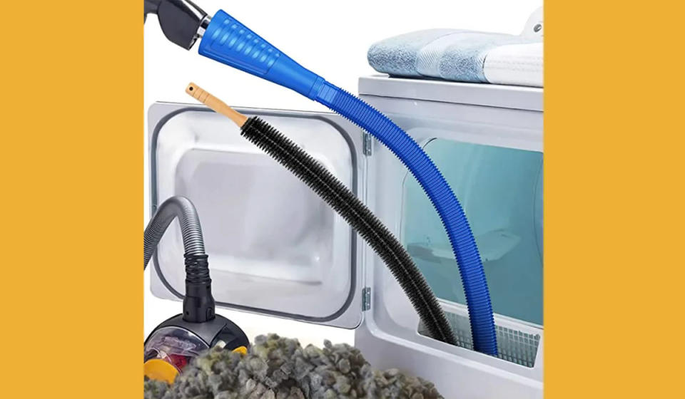 Tube removing lint from a clothing dryer.