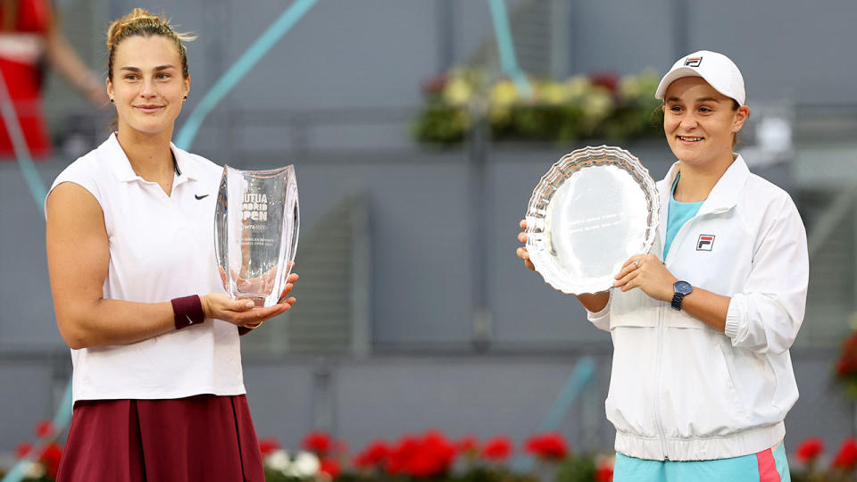 Seen here, Aryna Sabalenka and Ash Barty at the 2021 Madrid Open.