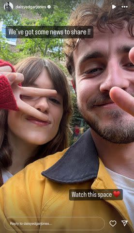 <p>Daisy Edgar-Jones/ Instagram</p> Daisy Edgar-Jones and Paul Mescal take a selfie