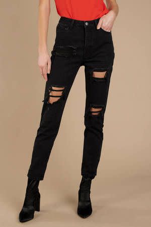 6) Distressed High Rise Girlfriend Jeans