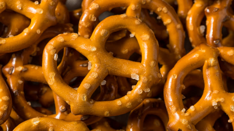 Hard pretzels coated in salt