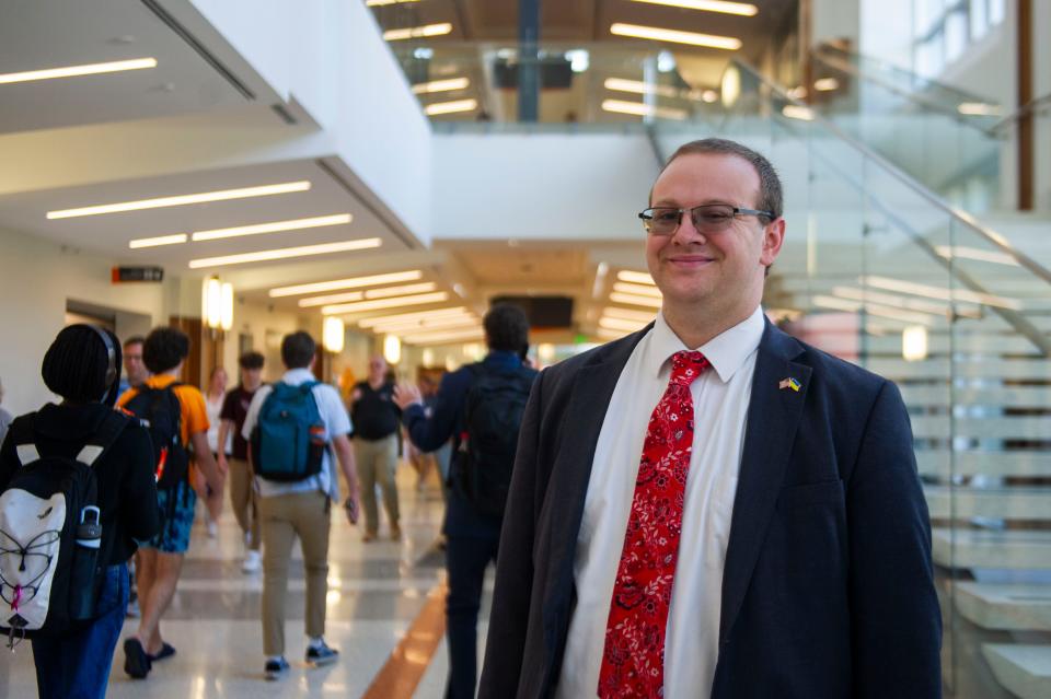 Andrew Kingsolver posing for a picture in the student union at the University of Tennessee at Knoxville on September 27, 2023.