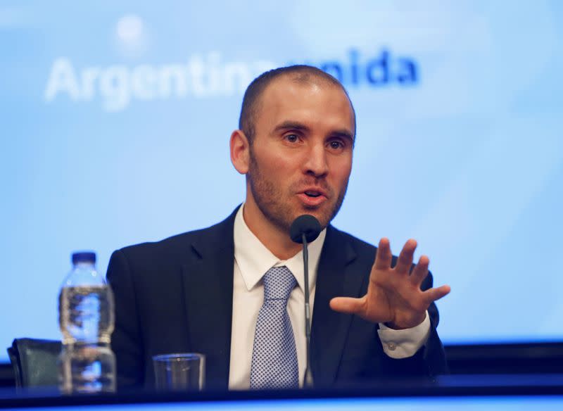FILE PHOTO: Argentina's Economy Minister Martin Guzman attends a news conference in Buenos Aires